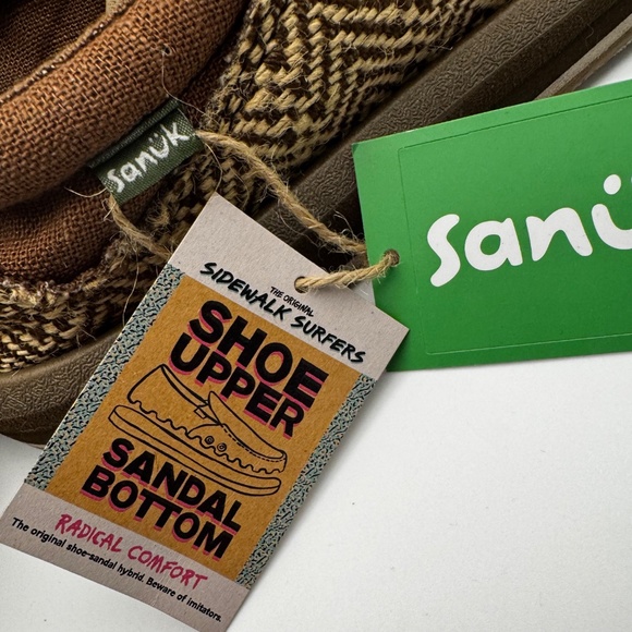 NWT Sanuk Original Sidewalk Surfers Chiba Jute Loafer Brown Men's Size 7 Vegan - Picture 10 of 12